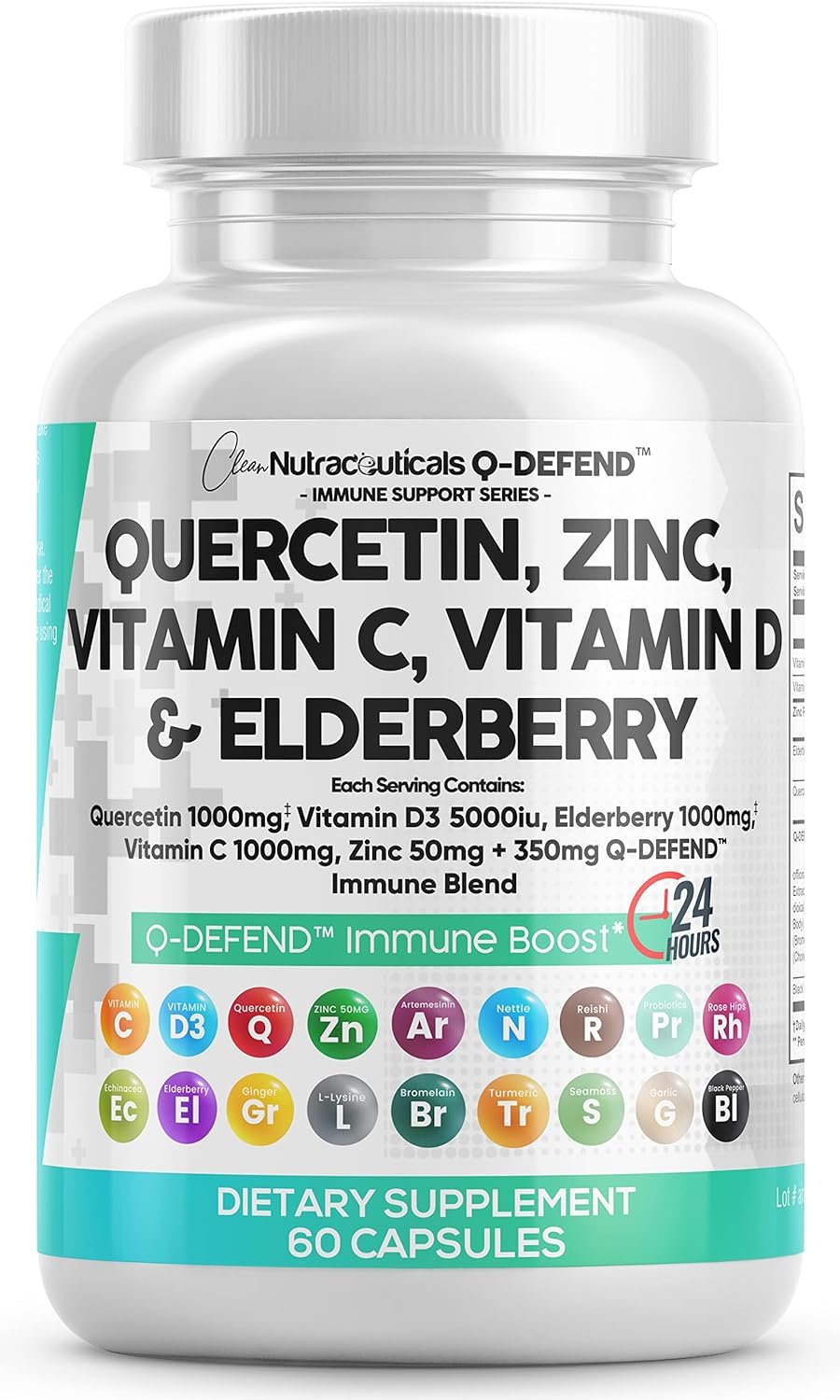 Clean Nutraceuticals Quercetin 1000mg Zinc 50mg Vitamin C 1000mg Vitamin D 5000 IU Bromelain Elderberry – Lung Immune Defense Support Supplement Review