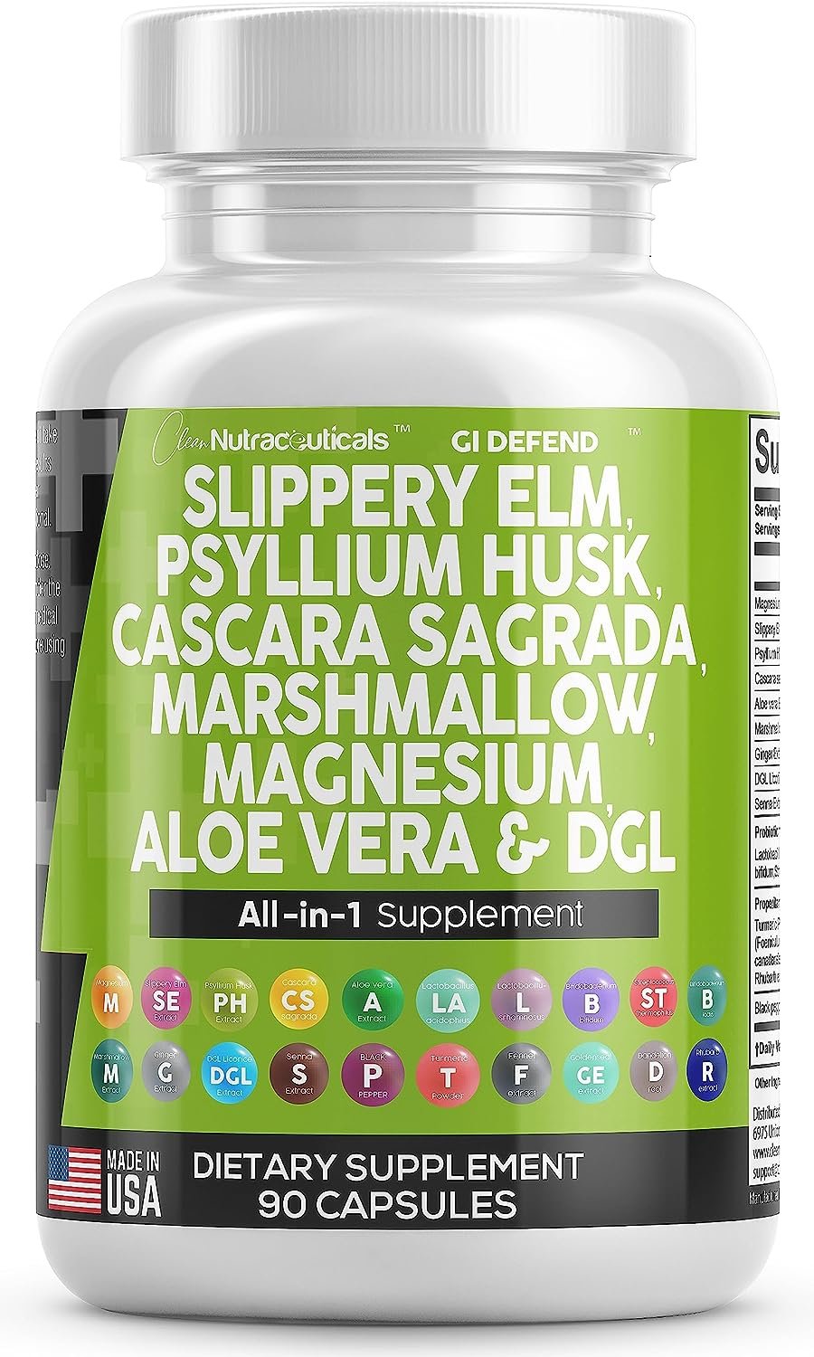Clean Nutraceuticals Slippery Elm 5000mg Psyllium Husk 2000mg Pre Probiotic Digestive Gut Health Supplement Review